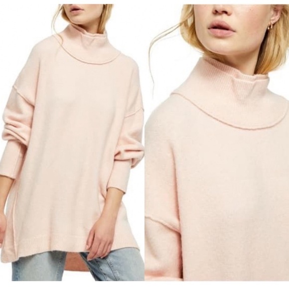 Free People Afterglow Mock Neck Sweater in Blush Pink XS - Picture 2 of 7